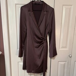 MANGO Satin Wrap Dress